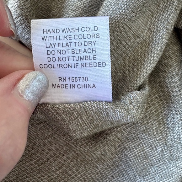 Rose+Olive 2X Floral Scoop Neck 3/4 Sleeve Top in Green Relaxed Lightweight Soft - Picture 10 of 12